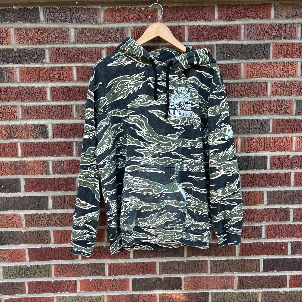Reebok Conor McGregor Green and Black Camouflage Print Pullover Hoodie